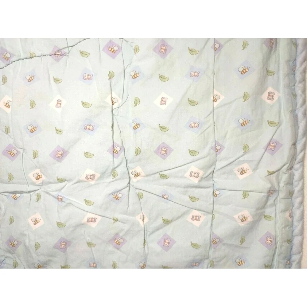 FLAW Winnie The Pooh Crib Blanket Comforter HTF Piglet Leaves‎ Butterfly Pastel